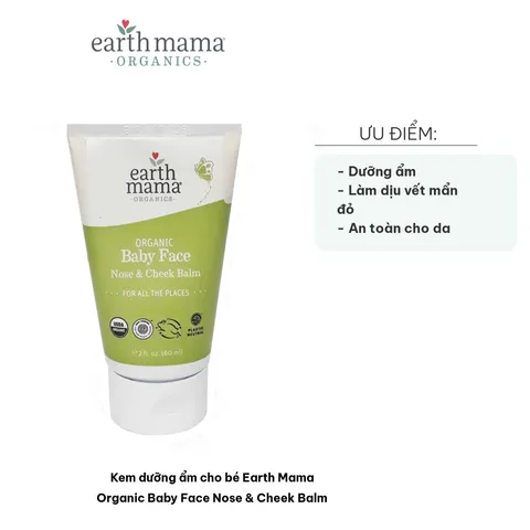 Kem Dưỡng Ẩm Organic Cho Bé Earth Mama 60ml - Kem Dưỡng Da Mặt, Mũi, Má An Toàn Cho Da Nhạy Cảm, Chiết Xuất Từ Thiên Nhiên