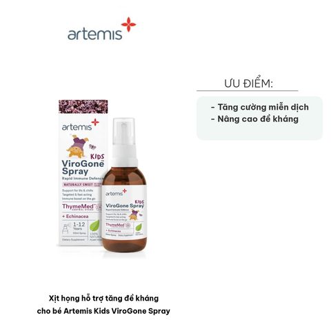 Xịt Họng Artemis Kids ViroGone Spray 50ml - Hỗ Trợ Tăng Đề Kháng Tự Nhiên Cho Trẻ 1-12 Tuổi, Chiết Xuất Thảo Mộc An Toàn