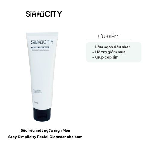 Sữa Rửa Mặt Ngừa Mụn Men Stay Simplicity Facial Cleanser 80g Cho Nam - Giúp Giảm Mụn, Dưỡng Ẩm, Thảo Dược Tự Nhiên, Nam Tính