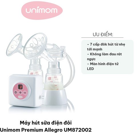 Máy Hút Sữa Điện Đôi Unimom Premium Allegro UM872002 - Tiết Kiệm Thời Gian, 7 Mức Độ Hút, Thiết Kế Sang Trọng, Không Đau Rát