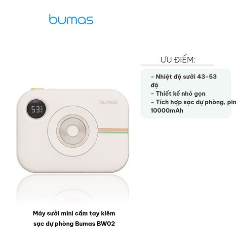 Máy Sưởi Mini Cầm Tay Bumas BW02 - Thiết Kế Nhỏ Gọn, Kiêm Sạc Dự Phòng 10000mAh, Làm Ấm Nhanh Chỉ Sau 8 Giây