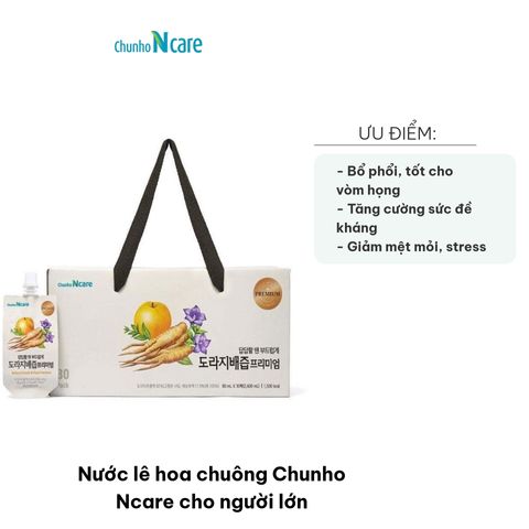 Nước Lê Hoa Chuông Chunho Ncare 30 Gói - Hỗ Trợ Bổ Phổi, Tăng Cường Đề Kháng Cho Người Lớn, Dễ Uống, Giảm Ho, Cải Thiện Sức Khỏe