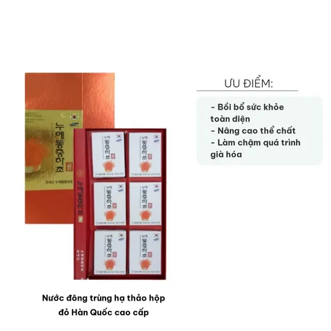 Nước Đông Trùng Hạ Thảo Hộp Đỏ Hàn Quốc Cao Cấp - Bồi Bổ Sức Khỏe, Tăng Cường Đề Kháng, 30 Gói X 30ml Chất Lượng Cao