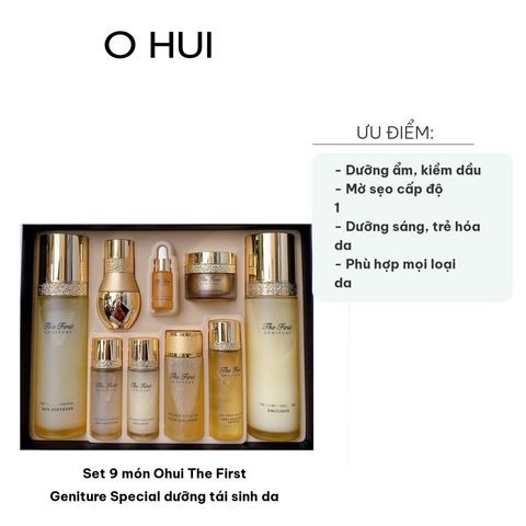 Set 9 món Ohui The First Geniture Special - Bộ sản phẩm dưỡng tái sinh da giúp trẻ hóa và làm sáng da, phù hợp cho mọi loại da.