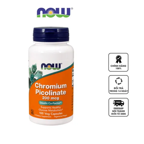 Viên uống Now Chromium Picolinate hỗ trợ bảo vệ tim mạch