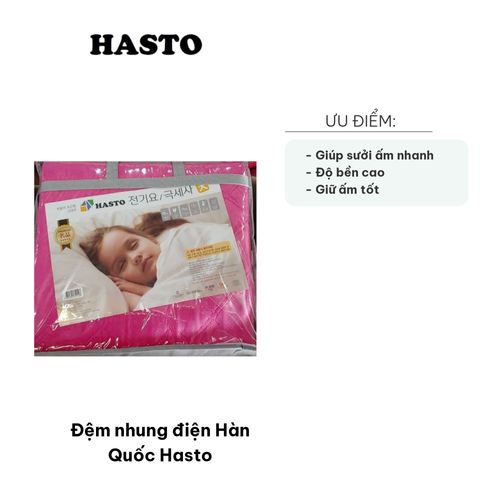 Đệm Nhung Điện Hàn Quốc Hasto 135x180cm - Chất Liệu Cao Cấp Giữ Ấm Nhanh, Thích Hợp Cho Mùa Đông