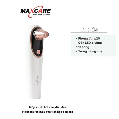 Máy Soi Da Hút Mụn Đầu Đen Maxcare Max666 Pro Tích Hợp Camera - Sạch Mụn, Tẩy Da Chết, Giảm Nếp Nhăn, Thiết Kế Nhỏ Gọn