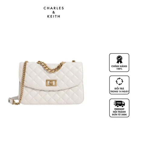 Túi đeo chéo Charles & Keith Quilted Clutch CK2-70701136-2 Ivory