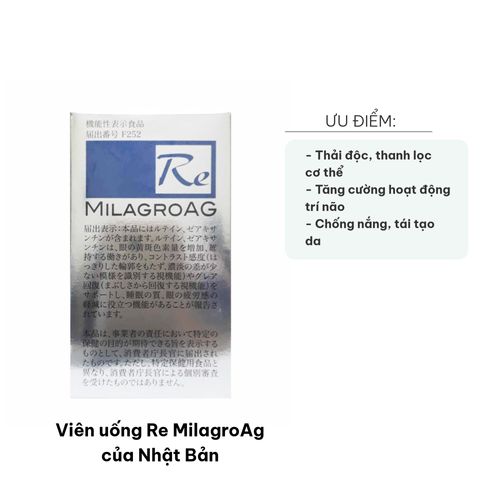 Viên uống Re MilagroAg Nhật Bản - Hỗ trợ trắng da, thanh lọc cơ thể, cải thiện sức khỏe làn da, 90 viên