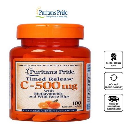 Viên uống Vitamin C 500mg Timed Release Puritan’s Pride của Mỹ