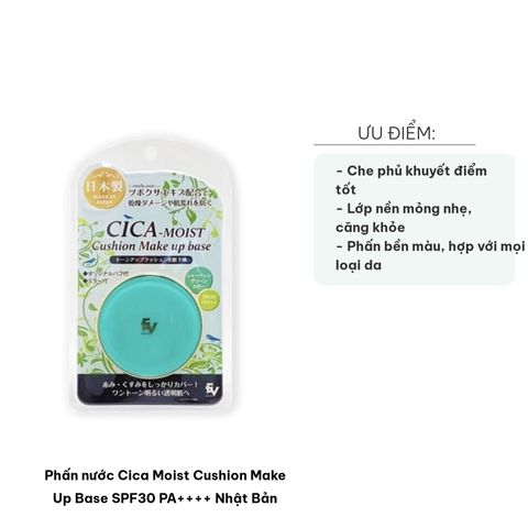 Phấn Nước Cica Moist Cushion Make Up Base SPF30 PA++++ Nhật Bản - Lớp Nền Tự Nhiên, Chống Nắng, Dưỡng Da Mịn Màng