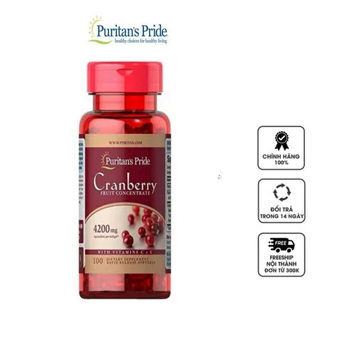 Viên uống Cranberry 4200mg Puritan's Pride hỗ trợ đường tiết niệu