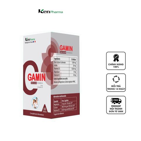 Viên uống bổ sung Canxi Gamin Kenpharma - Hỗ trợ xương răng chắc khỏe cho người lớn, trẻ em từ 2 tuổi, phụ nữ mang thai 60 viên
