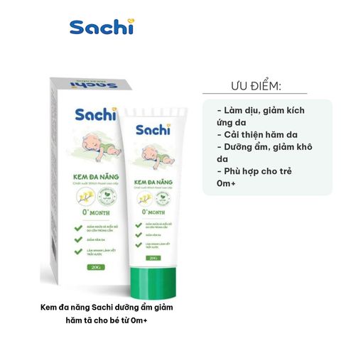 Kem Sachi Dưỡng Ẩm Giảm Hăm Tã cho Bé từ 0m+ - Kem Đa Năng Hỗ Trợ Làm Dịu Da Nhạy Cảm và Giảm Kích Ứng