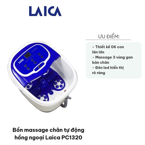 Bồn Massage Chân Tự Động Hồng Ngoại Laica PC1320 - Thiết Kế Nhỏ Gọn, Chức Năng Thông Minh, Giúp Thư Giãn Tối Đa