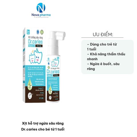 Xịt Ngừa Sâu Răng Dr.Caries Cho Bé Từ 1 Tuổi - Chai 30ml Chiết Xuất Tự Nhiên, An Toàn, Hỗ Trợ Chăm Sóc Răng Miệng Hàng Ngày