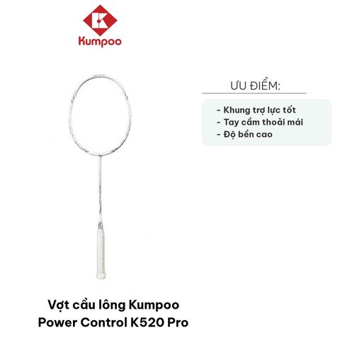 Vợt cầu lông Kumpoo Power Control K520 Pro - Thiết kế Carbon Fiber, Trọng lượng 82g - Phù hợp người mới và trình độ trung bình