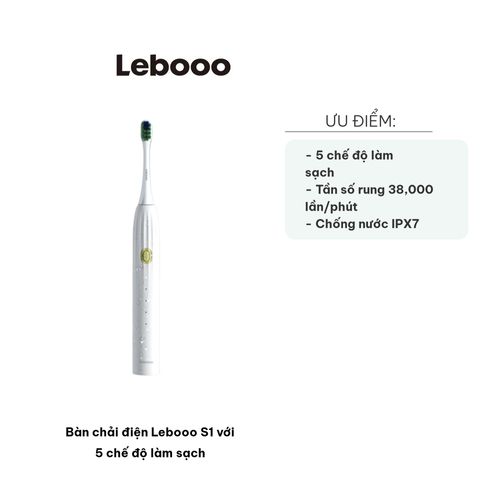 Bàn Chải Điện Lebooo S1 - 5 Chế Độ Làm Sạch Siêu Mềm, Đánh Răng Sạch Khỏe, Chăm Sóc Răng Miệng Hiệu Quả