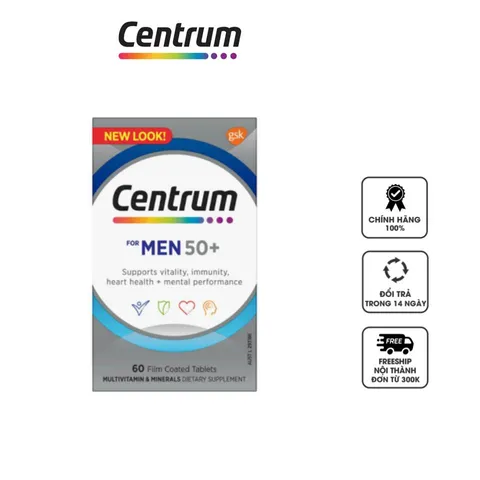 Viên uống Centrum For Men 50+ hỗ trợ bổ sung vitamin tổng hợp