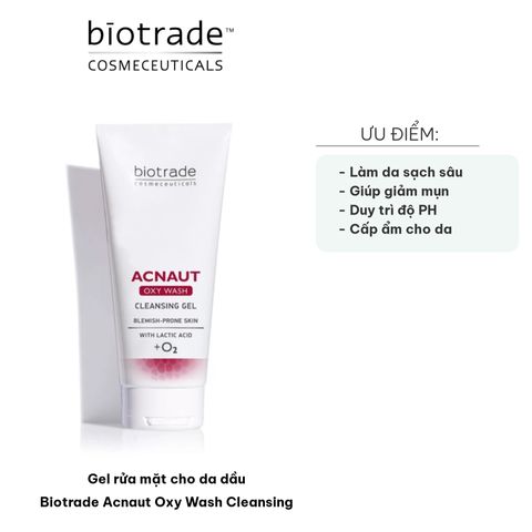 Gel Rửa Mặt Cho Da Dầu Biotrade Acnaut Oxy Wash Cleansing 200ml - Sạch Sâu, Cấp Ẩm, Hỗ Trợ Ngừa Mụn, Phù Hợp Da Dầu và Hỗn Hợp