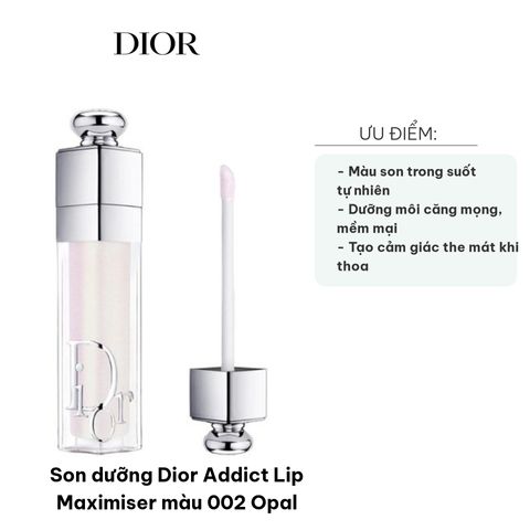 Son dưỡng Dior Addict Lip Maximizer màu 002 Opal - Dưỡng ẩm, làm căng môi tự nhiên với collagen và HA - Chất son mịn nhẹ, bóng đẹp