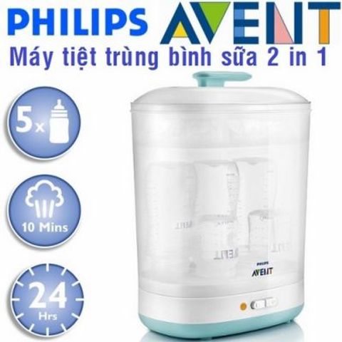Máy Tiệt Trùng Bình Sữa Avent 2 Trong 1 SCF922/03 - Tiêu Diệt 99,9% Vi Khuẩn, Thiết Kế Thông Minh, Tiện Lợi Cho Mẹ Và Bé