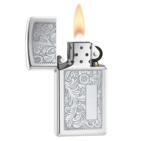 Bật Lửa Zippo 1652 Venetian Slim Chrome - Bật Lửa Thiết Kế Khắc Hoa Văn Phong Cách Ý, Nhỏ Gọn Và Sang Trọng, Hàng Chính Hãng