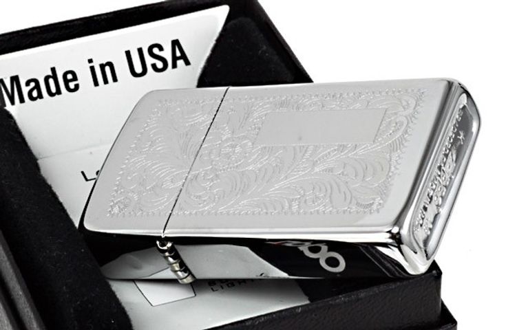 Bật Lửa Zippo 1652 Venetian Slim Chrome - Bật Lửa Thiết Kế Khắc Hoa Văn Phong Cách Ý, Nhỏ Gọn Và Sang Trọng, Hàng Chính Hãng