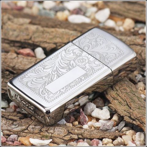 Bật Lửa Zippo 1652 Venetian Slim Chrome - Bật Lửa Thiết Kế Khắc Hoa Văn Phong Cách Ý, Nhỏ Gọn Và Sang Trọng, Hàng Chính Hãng