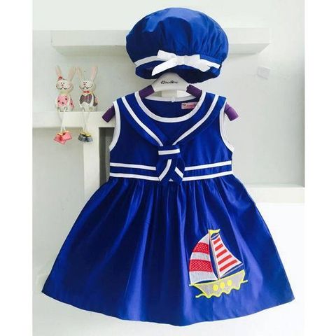 Váy cotton bé gái in cổ thủy thủ Jelis. HA2246 Hà Anh Store