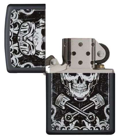 Bật Lửa Zippo Black Matte Skull 29088 - Họa Tiết Nghệ Thuật Đầu Lâu Cho Người Yêu Thích Đồ Sưu Tầm