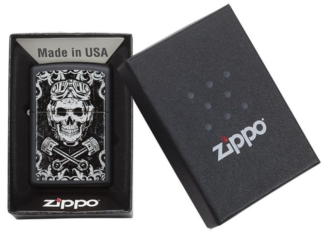 Bật Lửa Zippo Black Matte Skull 29088 - Họa Tiết Nghệ Thuật Đầu Lâu Cho Người Yêu Thích Đồ Sưu Tầm