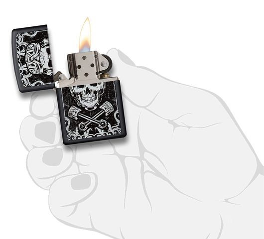 Bật Lửa Zippo Black Matte Skull 29088 - Họa Tiết Nghệ Thuật Đầu Lâu Cho Người Yêu Thích Đồ Sưu Tầm