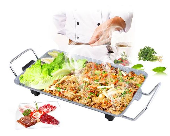 Vỉ Nướng Điện Vntech VN196 Chống Dính Hoa Cương - Vỉ Nướng BBQ Tiện Ích Cho Bếp Nhà, Dễ Dàng Vệ Sinh, Công Suất 1300W