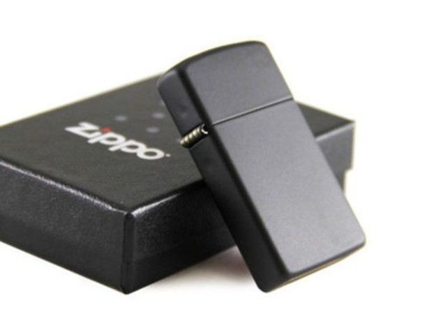 Bật Lửa Zippo Slim Black Matte 1618 - Bật Lửa Siêu Mỏng, Gọn Nhẹ Phong Cách Cổ Điển, Chống Gió, Chính Hãng Mỹ