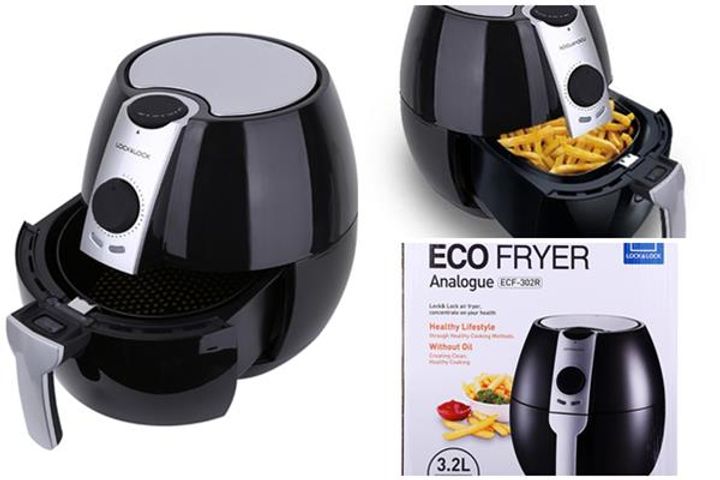 Nồi Chiên Không Dầu Lock&Lock ECF-302R Đen - Công Nghệ Rapid Air Giúp Chiên Thực Phẩm Ngon, Ít Dầu Mỡ, Dung Tích 3.2L