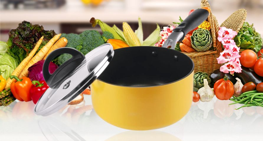 Nồi nhôm E-Cook Deco Lock&Lock LED2161G 16cm - Nhẹ, Đẳng cấp, Chống dính, Chịu nhiệt, Phù hợp mọi loại bếp