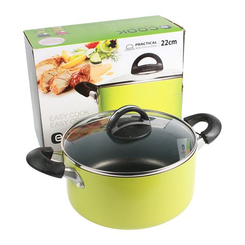 Nồi Nhôm E-cook Deco LED2222G 22cm - Nồi Nấu Chống Dính Cao Cấp Lock&Lock 3 Màu Sắc Tươi Sáng cho Bếp Hiện Đại