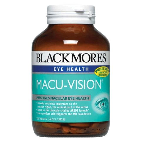 Viên uống Blackmores Macu-Vision chính hãng từ Úc - Bổ sung dinh dưỡng cho mắt khỏe mạnh, bảo vệ khỏi ánh sáng xanh, 150 viên