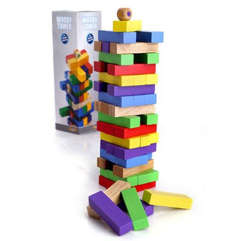 Đồ Chơi Rút Gỗ Woody Tower 48 Thanh Nhiều Màu Sắc - Trò Chơi Tư Duy Thú Vị Cho Trẻ Em và Gia Đình