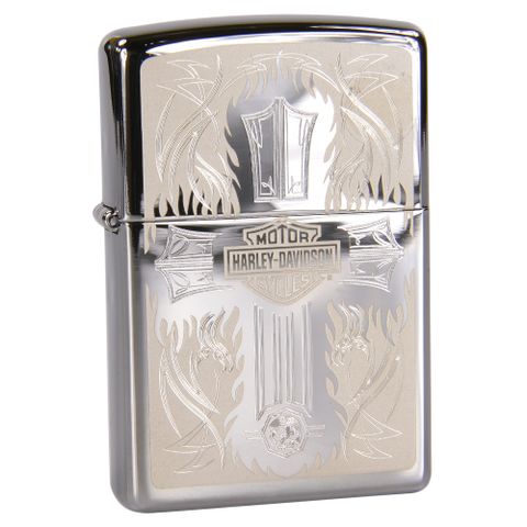 Bật Lửa Zippo 28982 Harley Davidson Chính Hãng - Quà Tặng Sang Trọng Đẳng Cấp, Họa Tiết Chữ Thập Nổi Bật