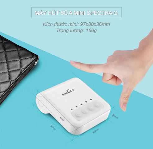 Máy Hút Sữa Điện Đơn Mini Spectra Q - Siêu Nhẹ 160g, Thiết Kế Gọn Nhẹ, Công Nghệ Hút Chân Không, Phù Hợp Cho Mẹ Bầu Uzinmedicare