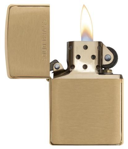 Bật Lửa Zippo 204 Brushed Solid Brass - Bật Lửa Đồng Vàng Xước Văn Ngang, Chính Hãng Mỹ, Chống Gió Tốt, Quà Tặng Độc Đáo