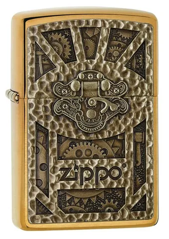 Bật lửa Zippo 29103 Steampunk Box Emblem Brushed Brass