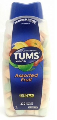 Viên Nhai Hỗ Trợ Tiêu Hóa Tums Extra Strength 750 - Giúp Trung Hòa Axit Dạ Dày, Cải Thiện Tình Trạng Ợ Nóng, Ợ Chua - Hộp 250 Viên