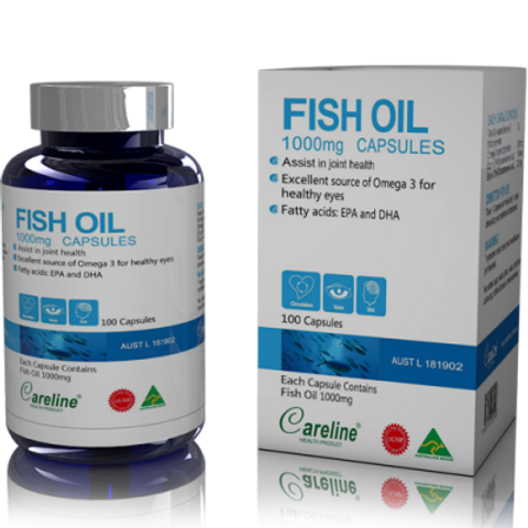 Dầu cá Fish Oil 1000mg Careline chính hãng từ Úc - Bổ sung DHA, hỗ trợ trí nhớ và sức khỏe tim mạch - Viên uống dinh dưỡng tự nhiên