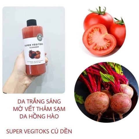 Sữa Rửa Mặt Rau Củ Quả Super Vegitoks Cleanser 300ml - Tẩy Trang, Chăm Sóc Da, Thải Độc Cho Da Sáng Khỏe, An Toàn Cho Mọi Loại Da