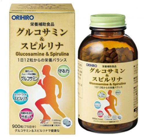 (Hàng nhập khẩu) Tảo Glucosamine & Spirulina Orihiro Nhật Bản 900 viên