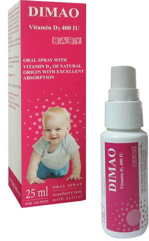 Dimao Vitamin D3 Dạng Xịt 400IU - Hỗ Trợ Tăng Chiều Cao Cho Bé, Bổ Sung Canxi Tiện Lợi, Hương Vị Dâu Ngon