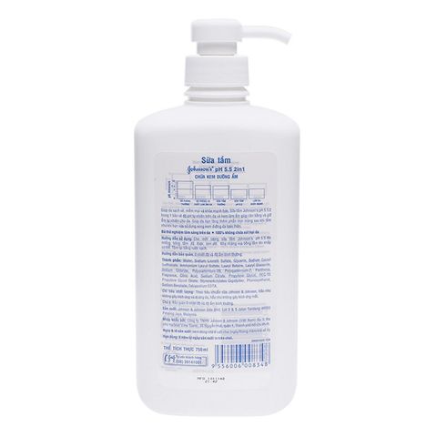 Sữa Tắm Johnson's 2in1 pH 5.5 - Sữa Tắm Dưỡng Ẩm Chăm Sóc Da Mềm Mại & Khỏe Mạnh 750ml Chính Hãng